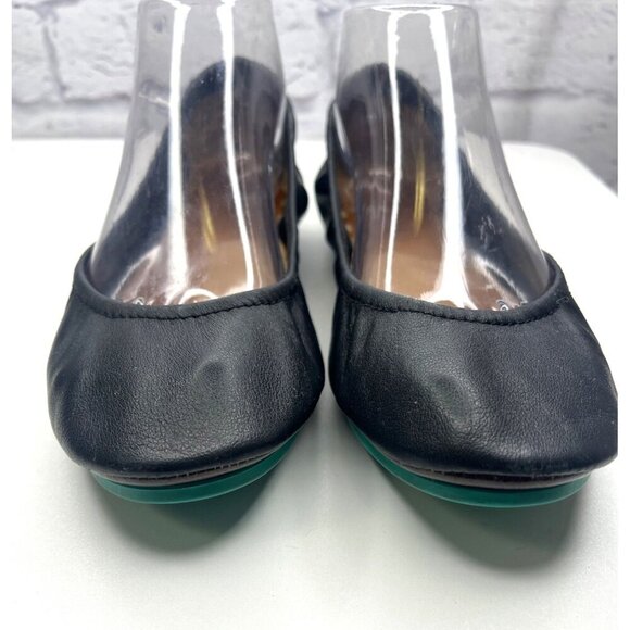 Tieks by Gavrieli Women's Size 8 Black Pebbled Leather Ballet Flats Teal Accents - Picture 5 of 12